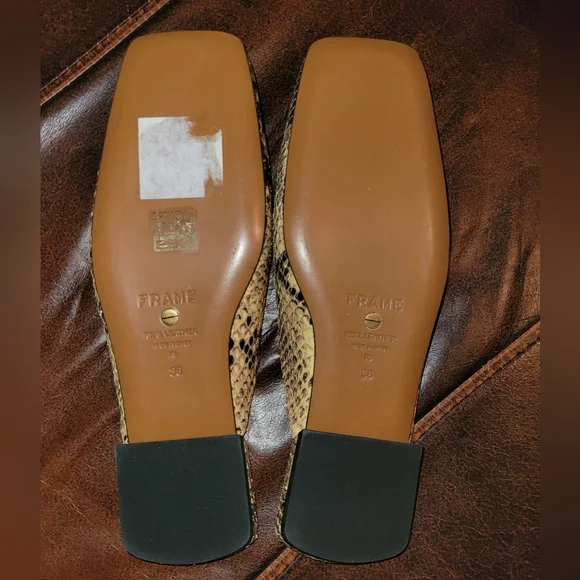 NWOT FRAME Leather "Snakeskin"  Le Town Mules - Picture 3 of 4